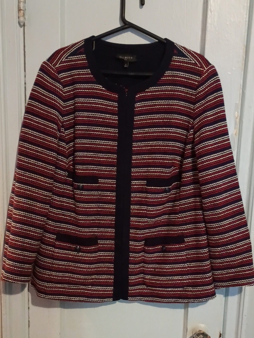 Talbots Collarless Knit Jacket